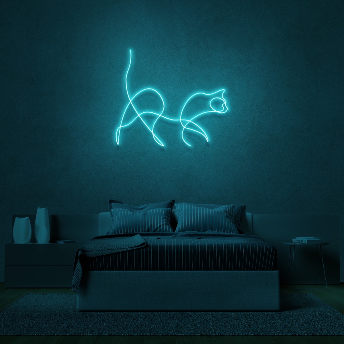 Cat Neon Line Art