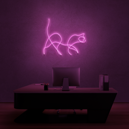 Cat Neon Line Art