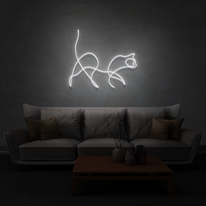 Cat Neon Line Art